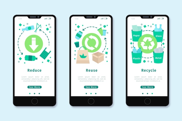 Free Vector | Onboarding app design for recycle
