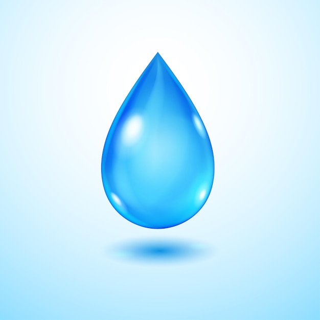 Premium Vector | One big realistic translucent water drop in blue ...