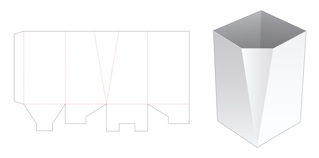 Premium Vector | One chamfered stationery box die cut template