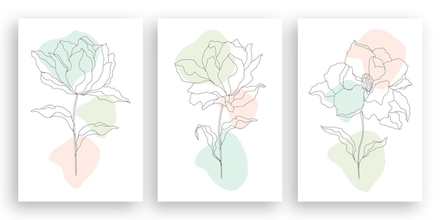 ミニマリストの花のイラストを描く一本線 プレミアムベクター