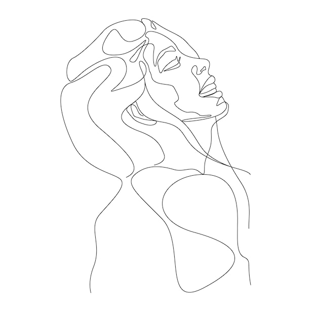 Premium Vector | One line drawing minimalist woman face illustration in ...