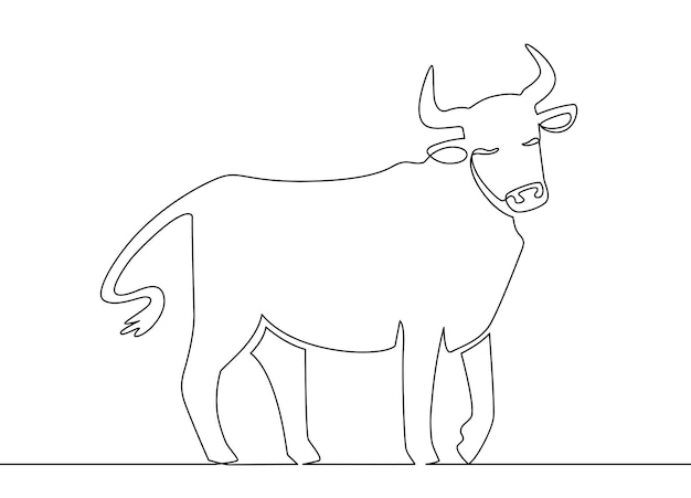 Premium Vector | One line ox. chinese new year 2021 bull continuous ...