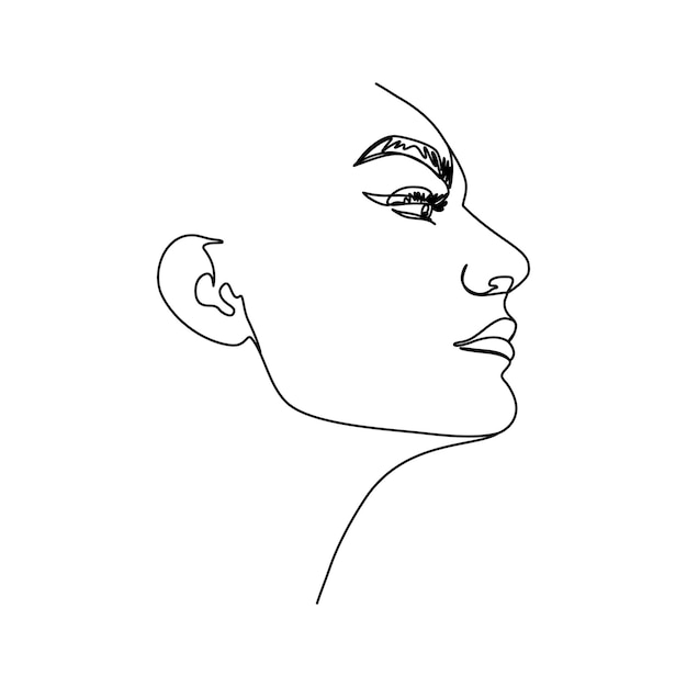 Premium Vector | One line woman's face. a continuous line of female ...