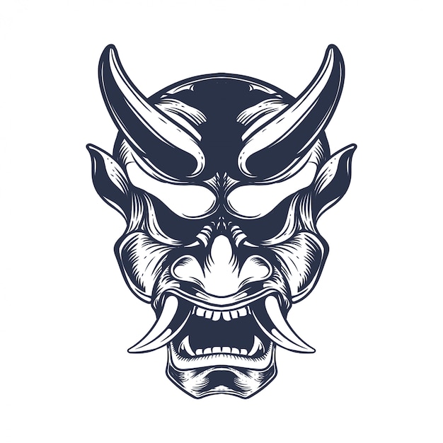 Premium Vector | Oni line art japanese artwork