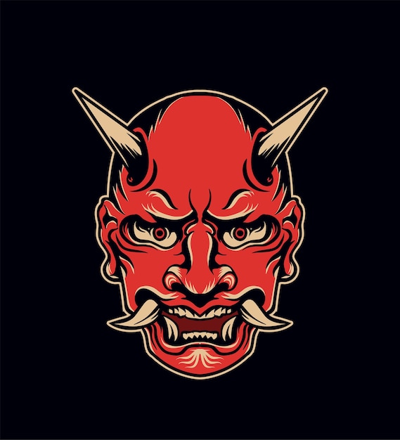 Premium Vector | Oni mask illustration detailed and editable