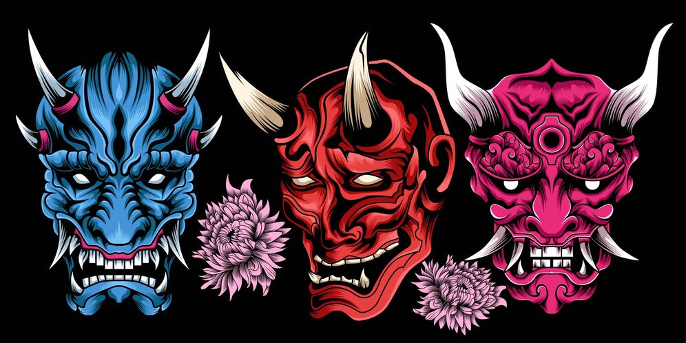 Premium Vector | Oni mask japan vector illustration