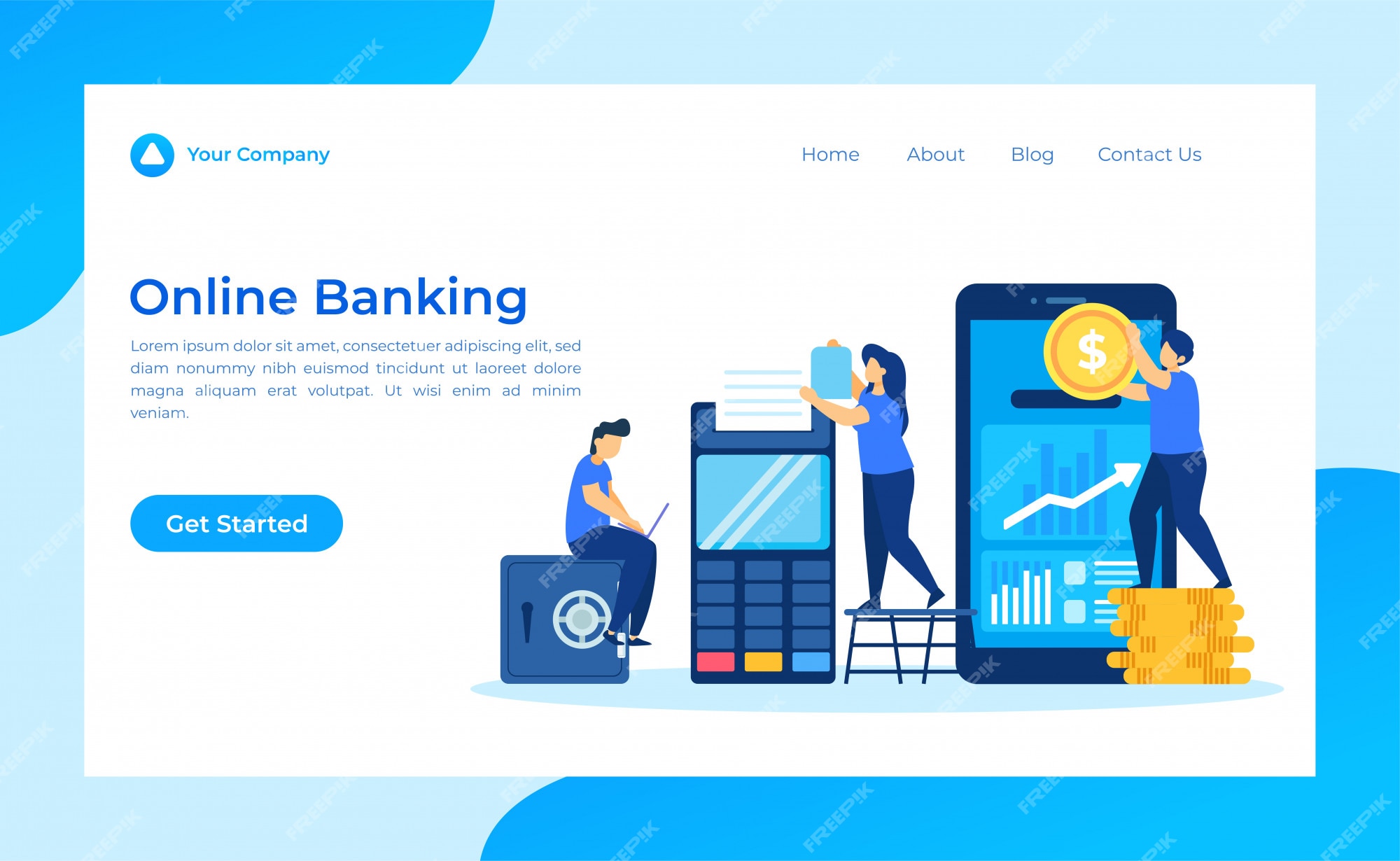 Premium Vector | Online banking landing page