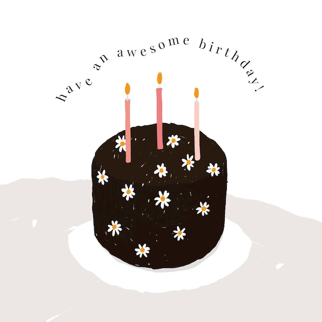 かわいいケーキのイラストとオンライン誕生日挨拶テンプレートベクトル 無料のベクター