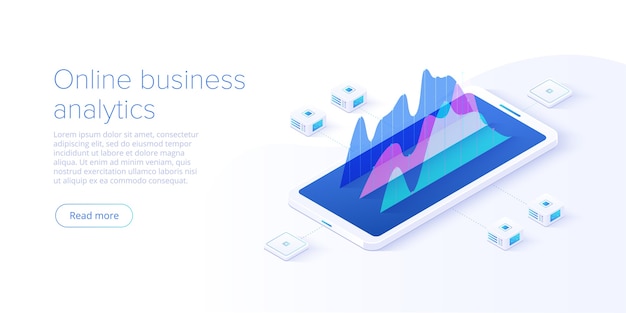 Online business analysis strategy isometric style Premium Vector
