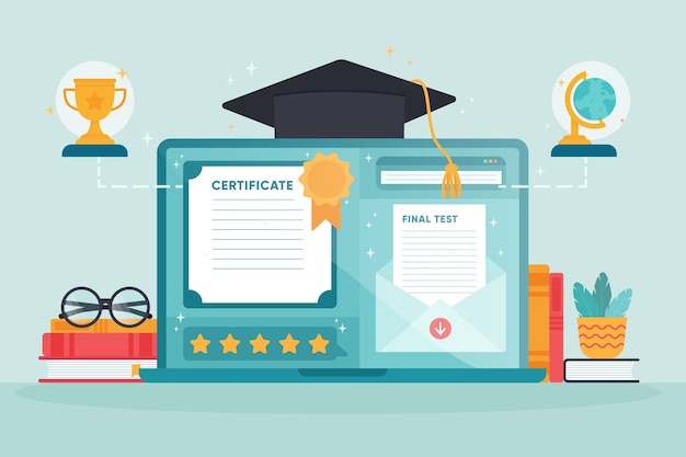 Free Vector | Online certification illustration concept
