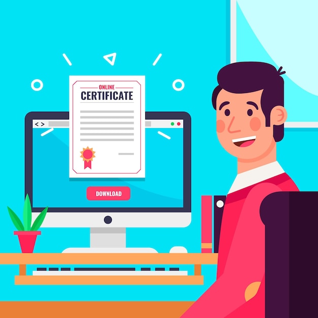 Free Vector | Online certification with student