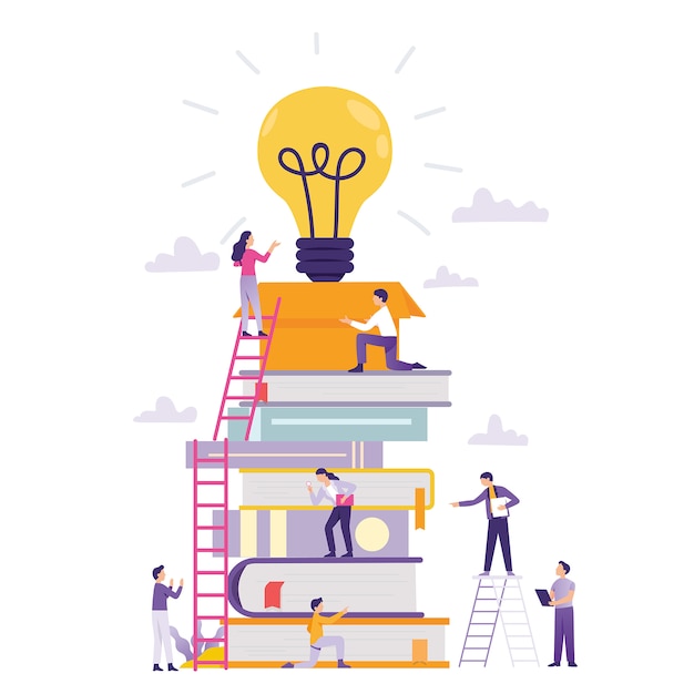 Online class and teamwork business building new idea Premium Vector