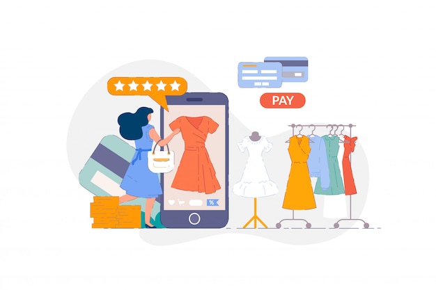Download Free Online Clothing Store Woman Shopping On Smartphone Mobile Use our free logo maker to create a logo and build your brand. Put your logo on business cards, promotional products, or your website for brand visibility.