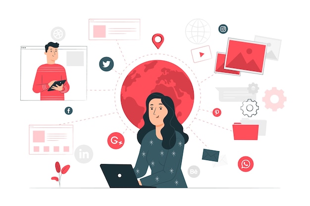 Online concept illustration Free Vector