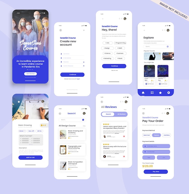 Premium Vector | Online course learning platform mobile app design concept