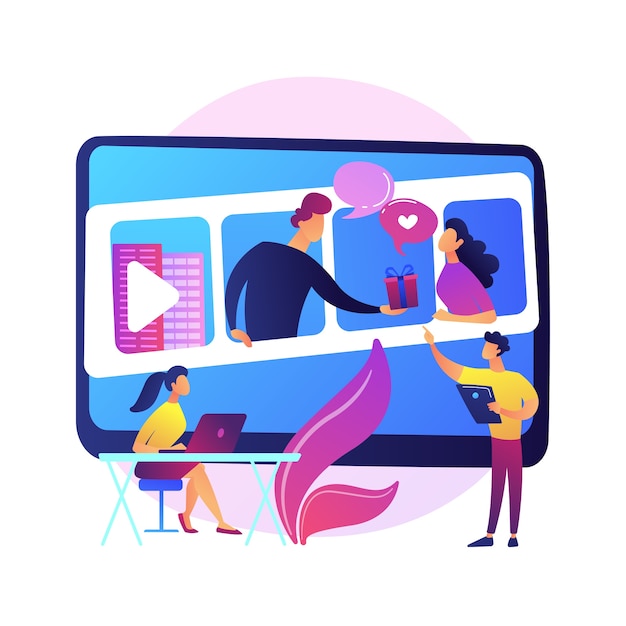 Free Vector | Online courses. colorful cartoon characters watching