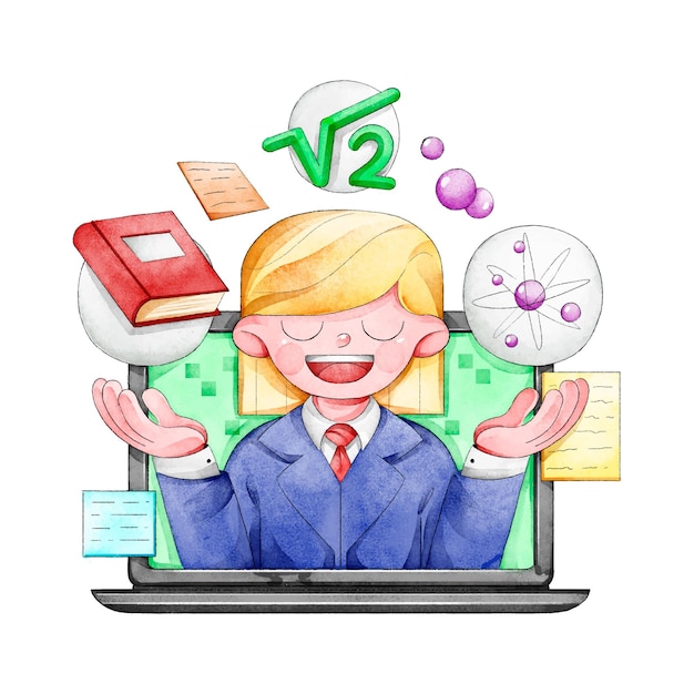 Download Online courses with teacher illustration | Free Vector