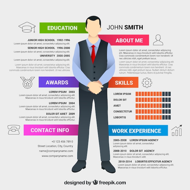 Online Curriculum Vitae In Flat Style Vector Free Download