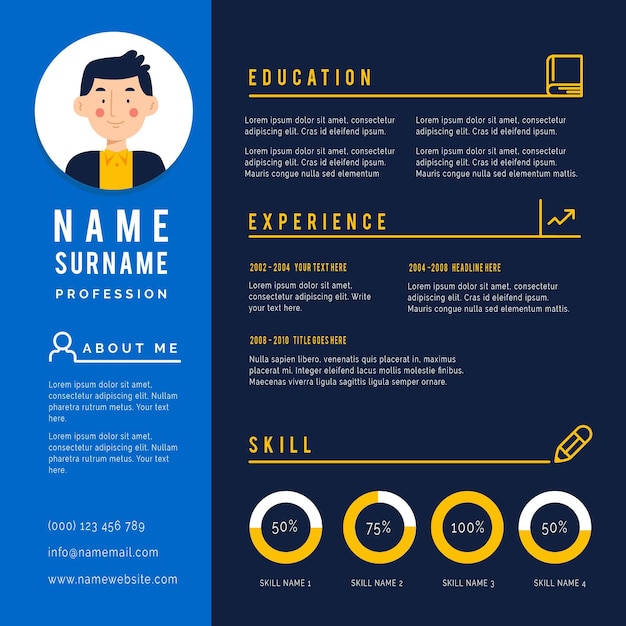 Online cv template theme | Free Vector