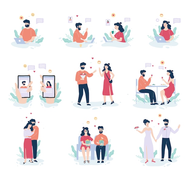 Premium Vector | Online Dating App Concept. Virtual Relationship And Love