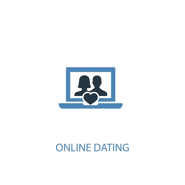 Premium Vector | Online Dating Concept 2 Colored Icon. Simple Blue ...