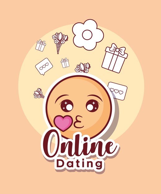 Premium Vector | Online dating design with emoji and related icons