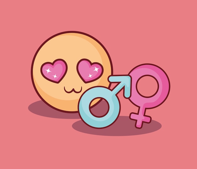 Premium Vector | Online dating design with in love emoji and gender symbols