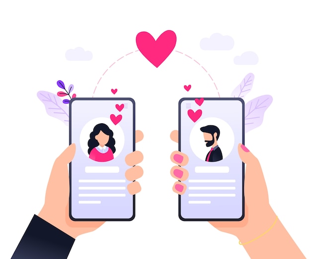 Premium Vector Online Dating Virtual Relationships Dating 