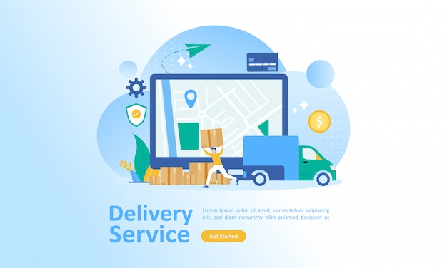 Premium Vector | Online delivery service worldwide