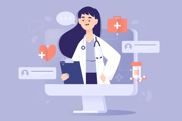 Online doctor concept Free Vector