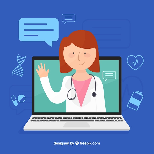 Online doctor design with laptop