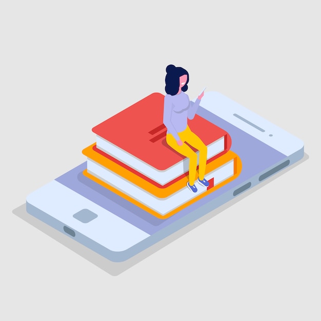 Download Online education isometric concept, training courses. 3d isometric people. vector illustration ...