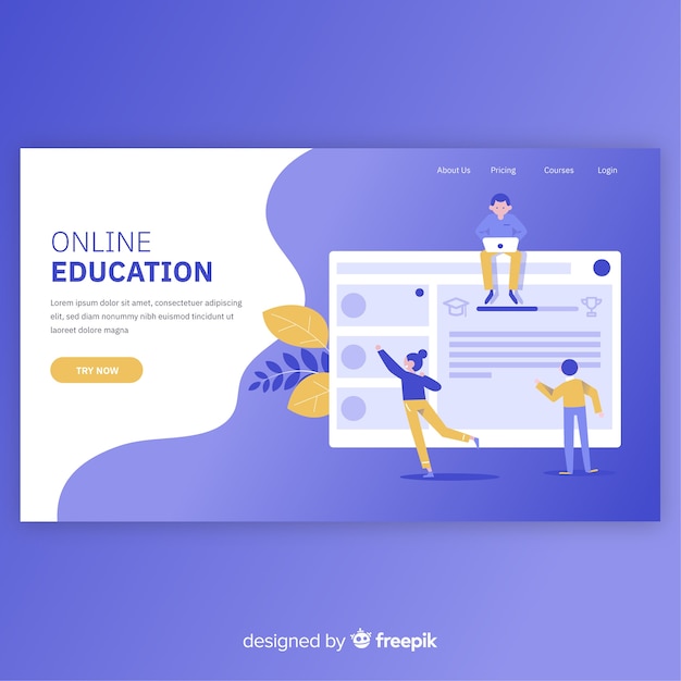 Free Vector Online Education Landing Page Template