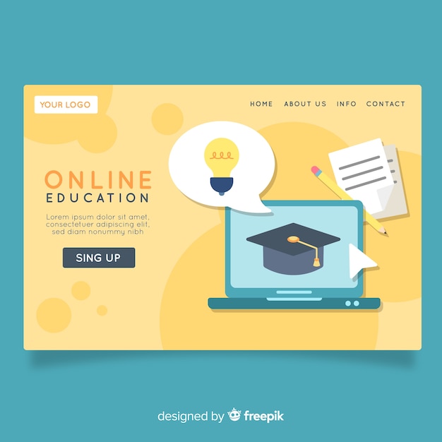 Online education landing page | Free Vector