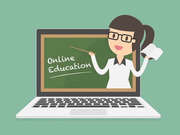 Free Vector | Online education on laptop