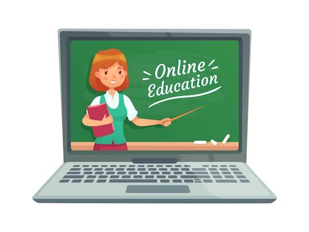 Online education with personal teacher Premium Vector