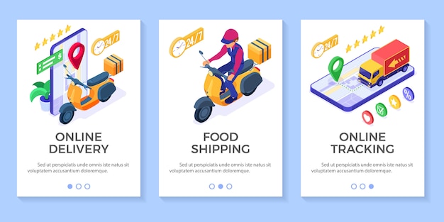 Online food order package delivery service Premium Vector