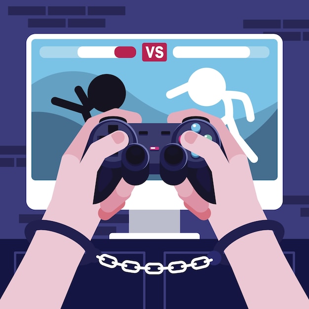 Free Vector  Online games addiction concept