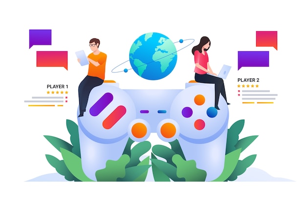 Free Vector | Online games concept illustration