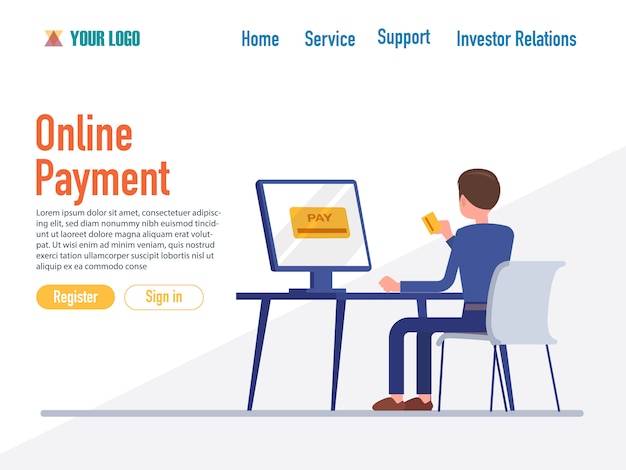 Premium Vector | Online payment flat design web page templates