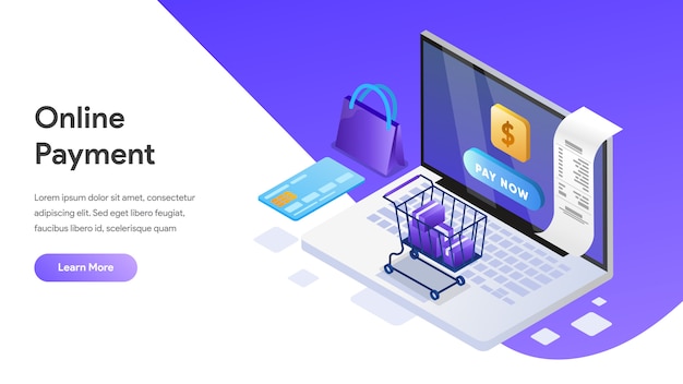 Online payment isometric concept for landing page, homepage, website ...