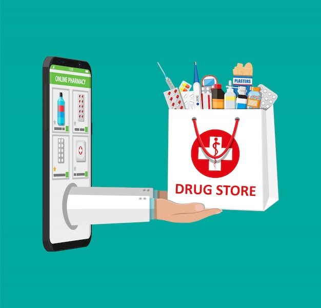Online pharmacy or drugstore Premium Vector