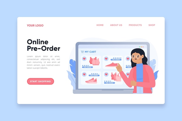 Free Vector Online Pre order Landing Page free-vector-online-pre-order-landing-page
