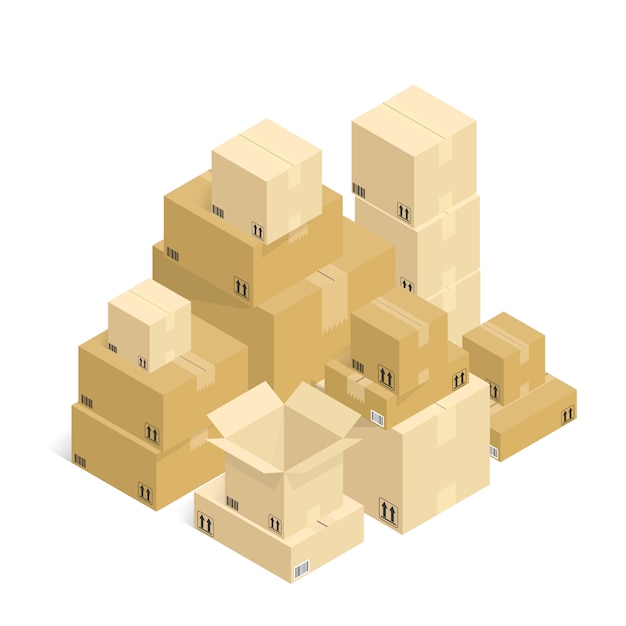 Download Online shipping cardboard box unboxing vector | Premium Vector