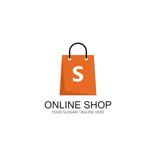 Premium Vector | Online shop logo template design vector