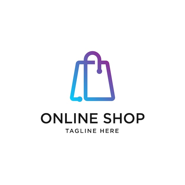 Premium Vector | Online shop logo with shopping bag one line or mono ...