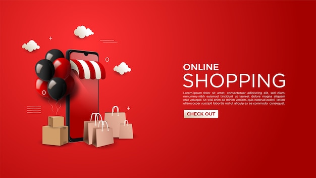 Premium Vector | Online shopping background digital market on the