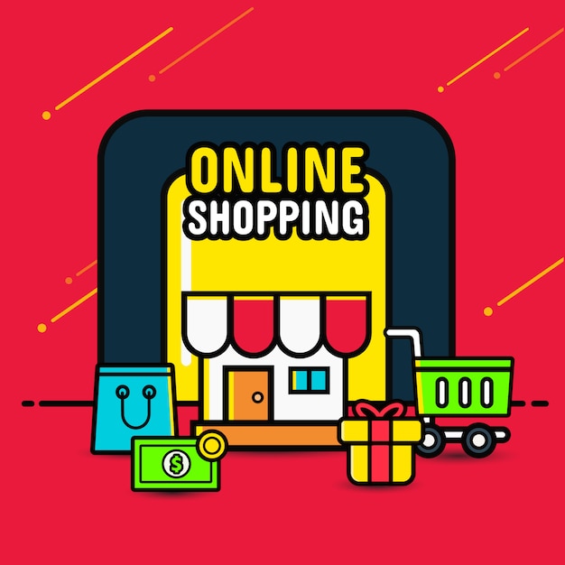  Online shopping banner  concept mobile Vector Premium 