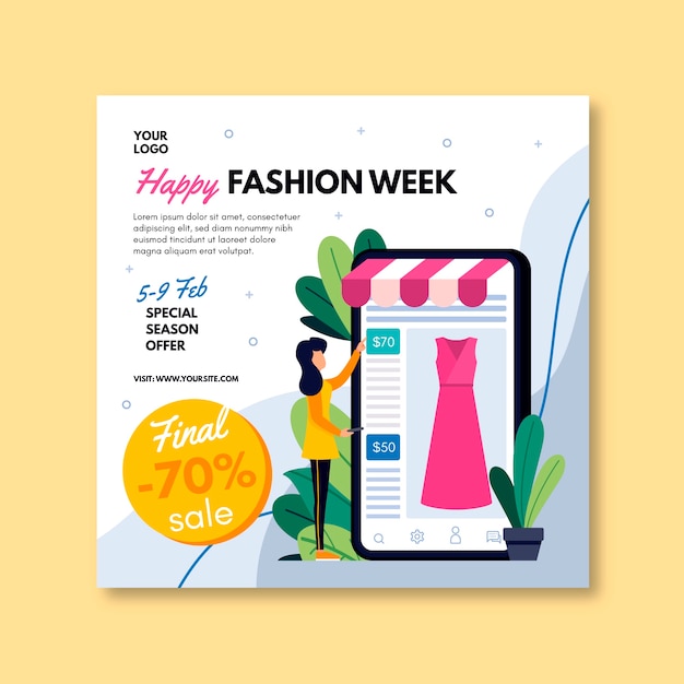 Premium Vector | Online shopping flyer square