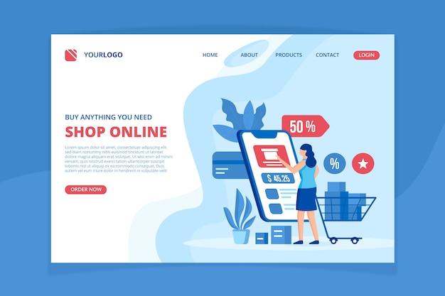 Online shopping landing page template Vector | Free Download